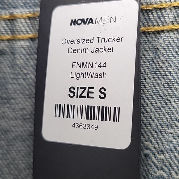 NWT Fashion Nova Oversized Trucker Denim Jean Jacket Men's Small Light W… - Picture 8 of 13
